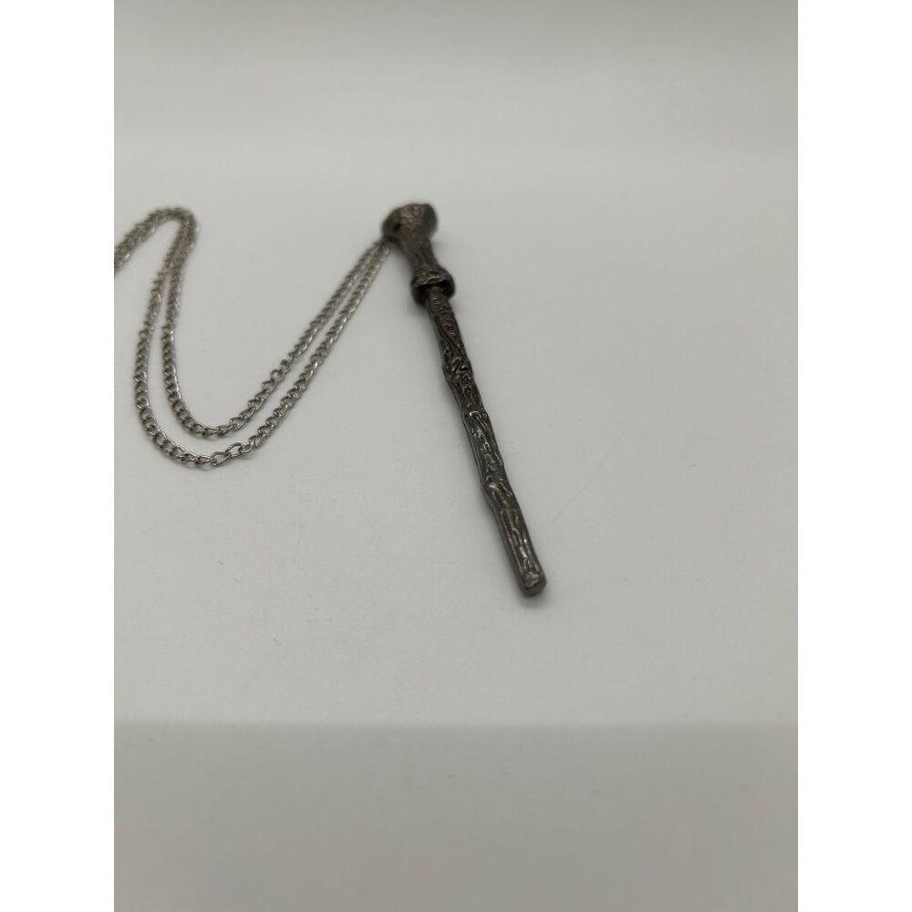 Wizard Magic Wand Necklace Pendant Silvertone Goth Fantasy Film Prop Costume - Picture 10 of 12